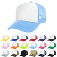 thumbnail image 2 of TOPTIE Blank 5 Panel Trucker Hat Foam Front Mesh Back 2 Tone Trucker Snapback Hat-Purple White, 2 of 9