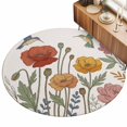 thumbnail image 2 of Round Rugs 6Ft, Spring Floral Round Area Rug Washable Indoor Throw Carpet, Elegant Pastoral Flowers Birds Rustic Soft Non Slip Circle Rug for Office Cabinet Home Decor Aesthetic, 2 of 7