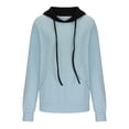 thumbnail image 3 of HAPIMO Savings Sweatshirt for Women Drawstring Pullover Tops Striped Leopard Print Long Sleeve Relaxed Fit Womens Hoodie Sweatshirt Teen Girls Clothes Blue S, 3 of 6