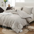 thumbnail image 6 of 3 Pieces Boho Comforter Sets with Ball Pom Fringe, Soft Bedding Set for All Seasons - 3pcs, 1 Comforter & 2 Pillow Shams, All Season Oatmeal Queen, 6 of 6