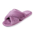 thumbnail image 2 of KEVCHE Womens Fuzzy Slippers ,Cross Band Foam Open Toe Soft House Shoes ,Anti-Slip Indoor Outdoor Comfortable Bedroom Slippers for Everyday Lounging, 2 of 8