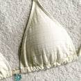 thumbnail image 5 of PWPSG Gingham Textured Halter Triangle Bikini Two Piece Swimsuit with Tie Side High Cut Leg Bottom Beige M, 5 of 6