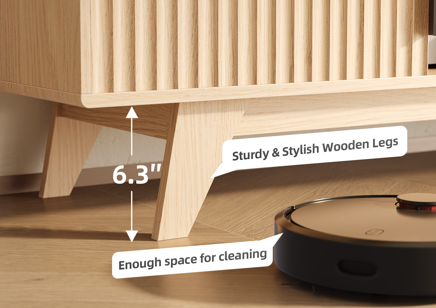 Innovar Home TV Stand for 75 inch TV - Modern TV Stand for TVs up to 75" Wood TV Stand W/ Storage & Adjustable Shelves, Low Profile TV Console Media Cabinet Entertainment Center for Living Room,Oak