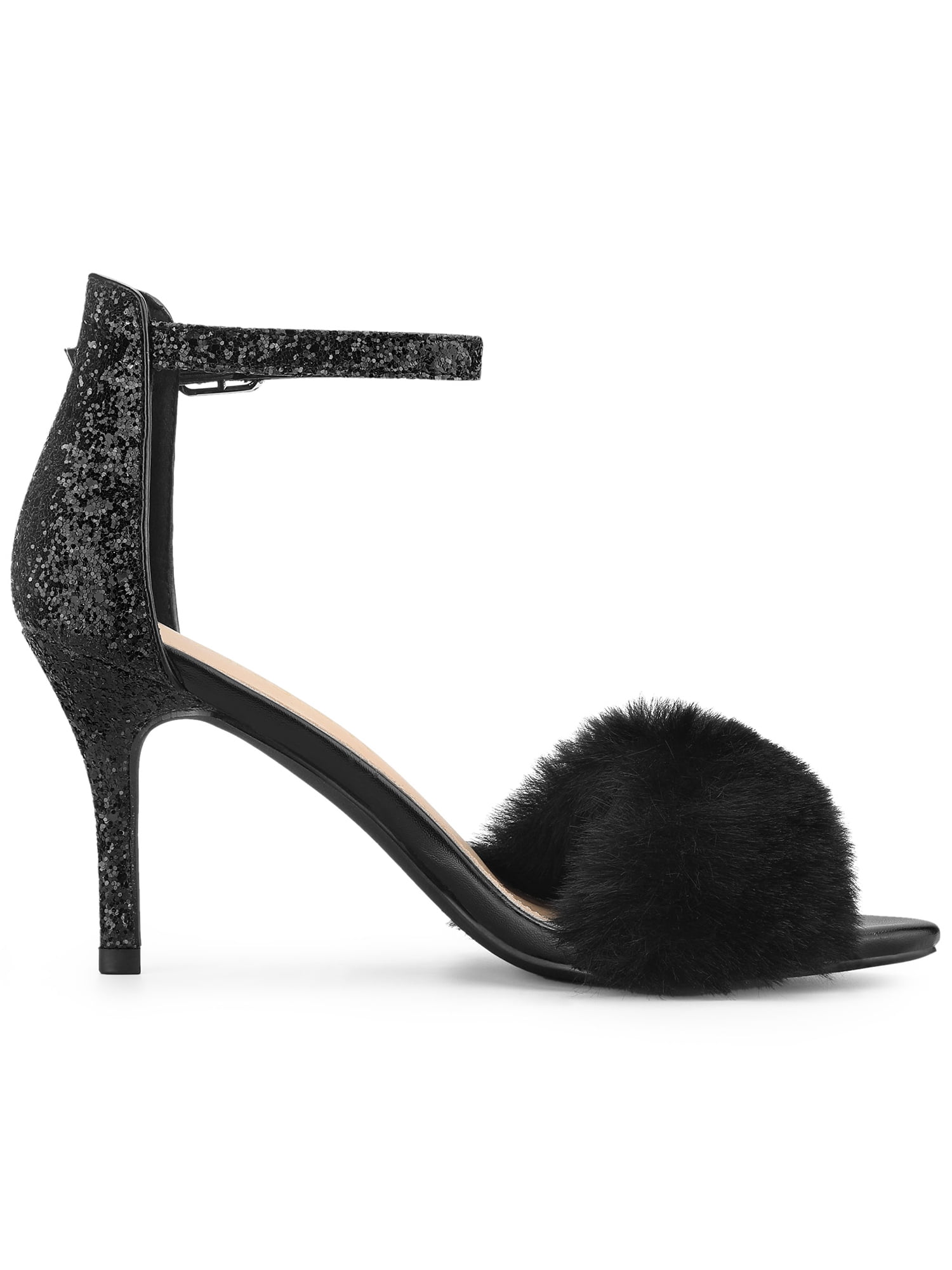 Ladies Black Patent Faux Suede High Stiletto Heel Slingback Court Shoes Size 3-8 