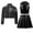 Black, variant on Girls Jazz Hip Hop Dance Outfits 3Pcs Tracksuit Shiny Metallic Crop Tops with Bomber Jacket and Skirt Set Light Green 6