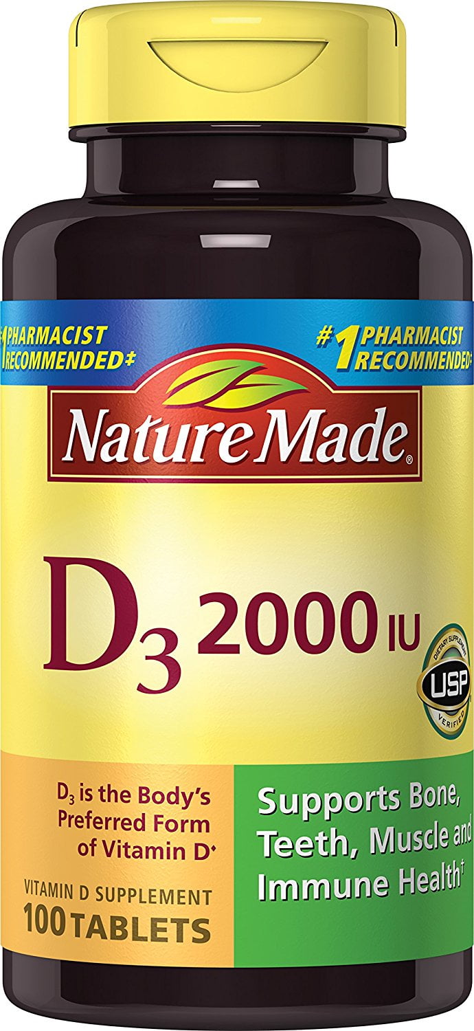 Nature Made Vitamin D3 2000 IU 100Count Tablets (Pack of 2)