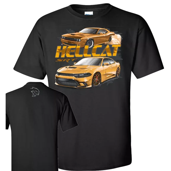 Dodge Charger Challenger SRT Hellcat Cotton T-Shirt Black Official Licensed L