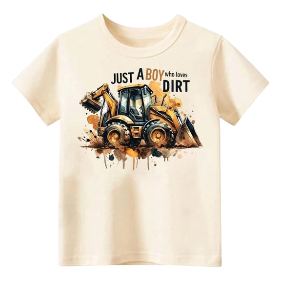 Byoo Summer Cute Tee Shirt for Toddler Boys Construction Vehicle Print Casual Short Sleeve Tops