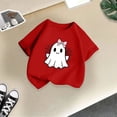 thumbnail image 4 of NIEWTR Girls Kids halloween Crew Neck Short Sleeve Cartoon Holiday Print Soft Loose Halloween Casual Tee Tops Lovely Tops(5-6 Years), 4 of 5