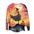 thumbnail image 5 of Lcziwo Halloween Witch Tshirts Women Long Sleeve Round Neck Loose Sweatshirts Printed Horror Movie Basic Pullover Casual Fall Winter 2025 Tops Multicolor,L, 5 of 6