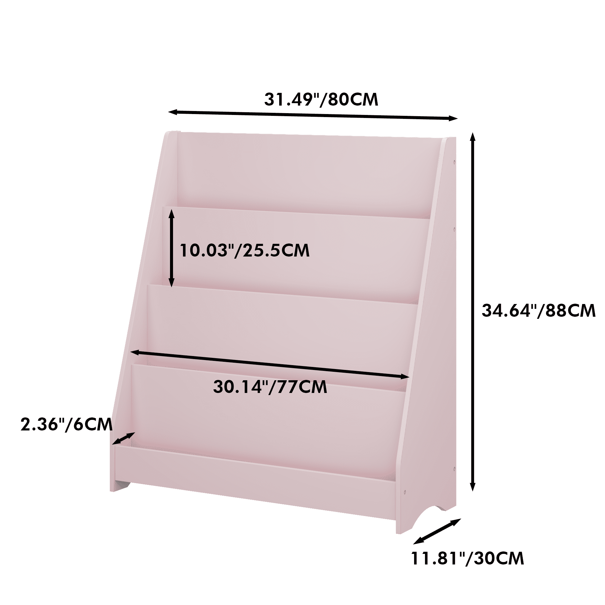 4-Tier Bookshelf,Kids Book Display Shelves,Toy Storage Organizer for Kids Room Playroom Nursery,Pink