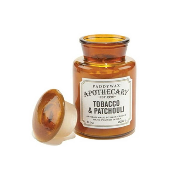 Paddywax Apothicaire 8 oz Bougie Tabac et Patchouli Collection Pot Oz
