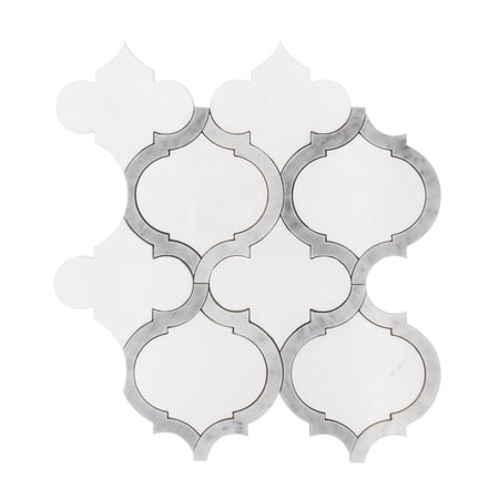 Marrakesh - Carrara White & Thassos White 9-in x 10-in Waterjet Mosaic Floor and Wall Tile(0.63-sq. ft/ Piece)