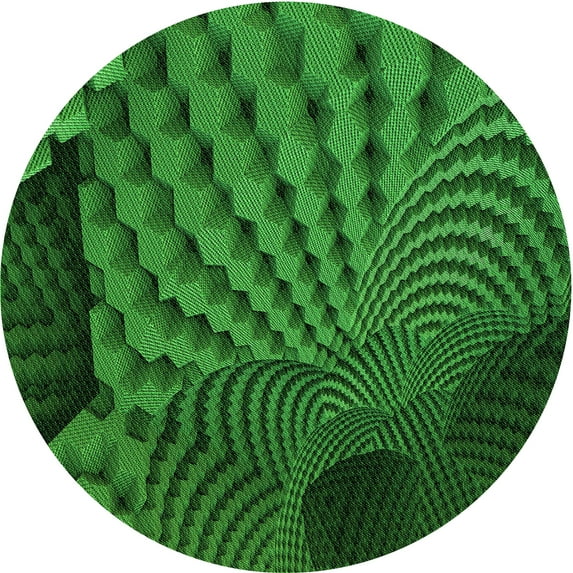 Ahgly Company Machine Washable Indoor Round Transitional Deep Emerald Green Area Rugs, 7' Round