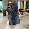 thumbnail image 1 of Magnetic Carbon Fiber Texture Fine Hole Camera Protection Phone Case For iPhone 16 15 14 Plus 13 12 11 Pro Max Shockproof Cover 3 For iPhone 13, 1 of 6