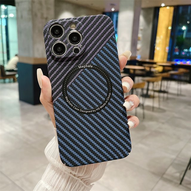 Magnetic Carbon Fiber Texture Fine Hole Camera Protection Phone Case For iPhone 16 15 14 Plus 13 12 11 Pro Max Shockproof Cover 3 For iPhone 13