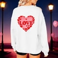 thumbnail image 3 of Womens Valentines Oversized Sweatshirt Long Sleeve Heart Love Graphic Shirts Crewneck Cute Pullover Sweater Tops, M White, 3 of 7
