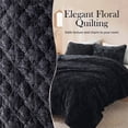 thumbnail image 5 of Regency Heights Velvet Quilt Set, 3-Piece Luxury Bedspread with 2 Shams, Ultra Soft Reversible Coverlet, All Season Lightweight Bedding Set, Black, Queen, 5 of 9