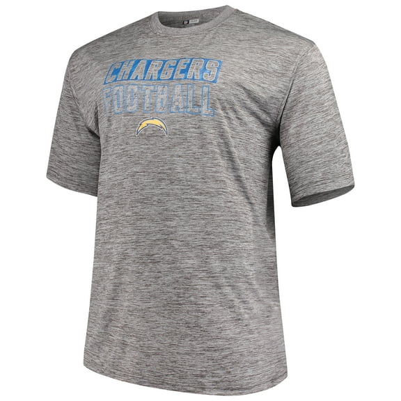 Men's Majestic Heathered Gray Los Angeles Chargers Big & Tall Last Chance Ply Reflective T-Shirt