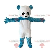 Blue and white teddy bear mascot, giant blue panda