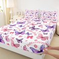 thumbnail image 3 of Manfei Romantic Butterfly Girls Queen Sheet Sets, Cartoon Blossoms Flower Flat Sheet, Princess Bow Queen Fitted Sheet, Ultra Soft Home Decor, 4-Piece, 3 of 7