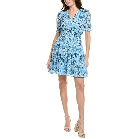 Taylor womens Tiered Mini Dress, 2, Blue