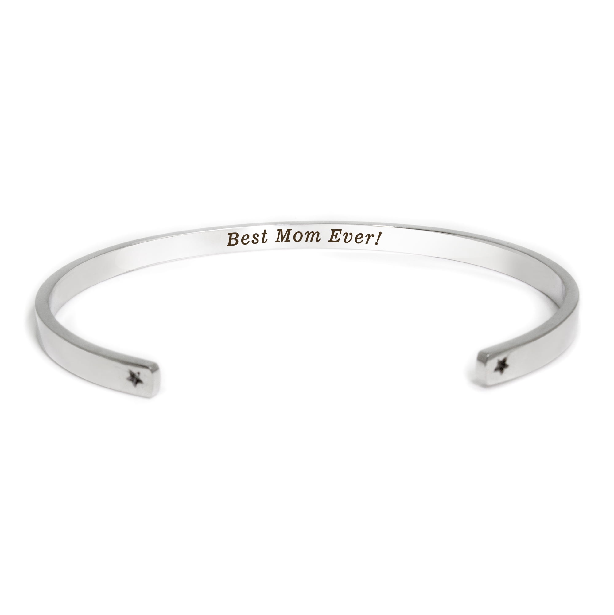 "Best Mom Ever" Adjustable Silver Stainless Steel Cuff Bangle Mother's Day Gift Set