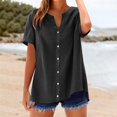 thumbnail image 4 of WCJM Teacher Shirts for Womens Shirts Loose Button Shirt Tops Stand Solid Color Sleeve Collar Casual Women's Shirt, 4 of 4