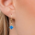 thumbnail image 3 of Gem Stone King 14K Yellow Gold Fancy Blue Zirconia Earrings for Women | 1.42 Cttw | Gemstone Birthstone | Princess 5MM, 3 of 6
