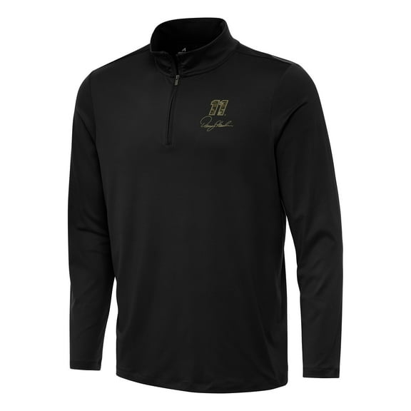 Men's Antigua Black Denny Hamlin Reprocess Quarter-Zip Top