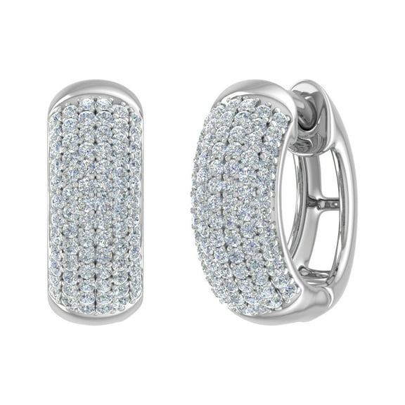 1/2 Carat Diamond Hoop Earrings in 14K White Gold (I1-I2 Clarity)
