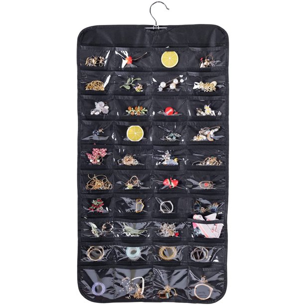 Hanging Jewelry Organizer with 80 Pockets Dual Sided Hanging Jewelry Holder for Jewelry Earring