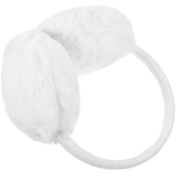 LOLIPPYY Women's White Plush Furry Earmuffs Soft Warm Ear Covers for Cold Weather Outdoor Activities