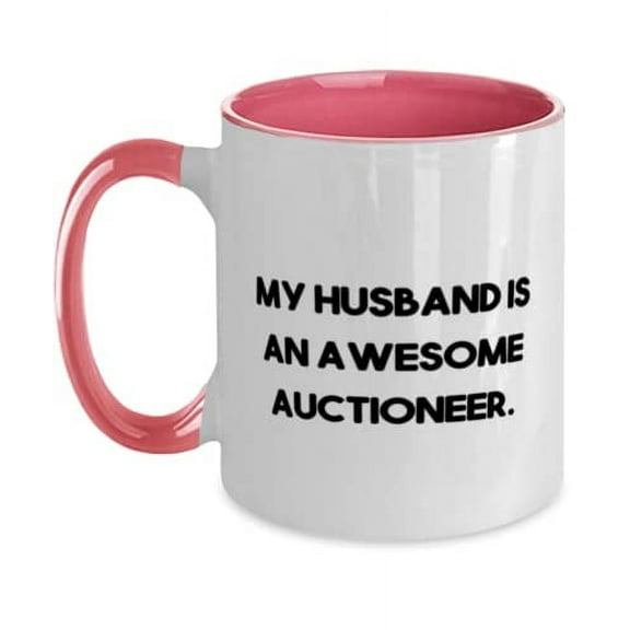 Epic Husband Gifts, My Husband Is an Awesome Auctioneer, Valentine's Day Two Tone 11oz Mug For Husband