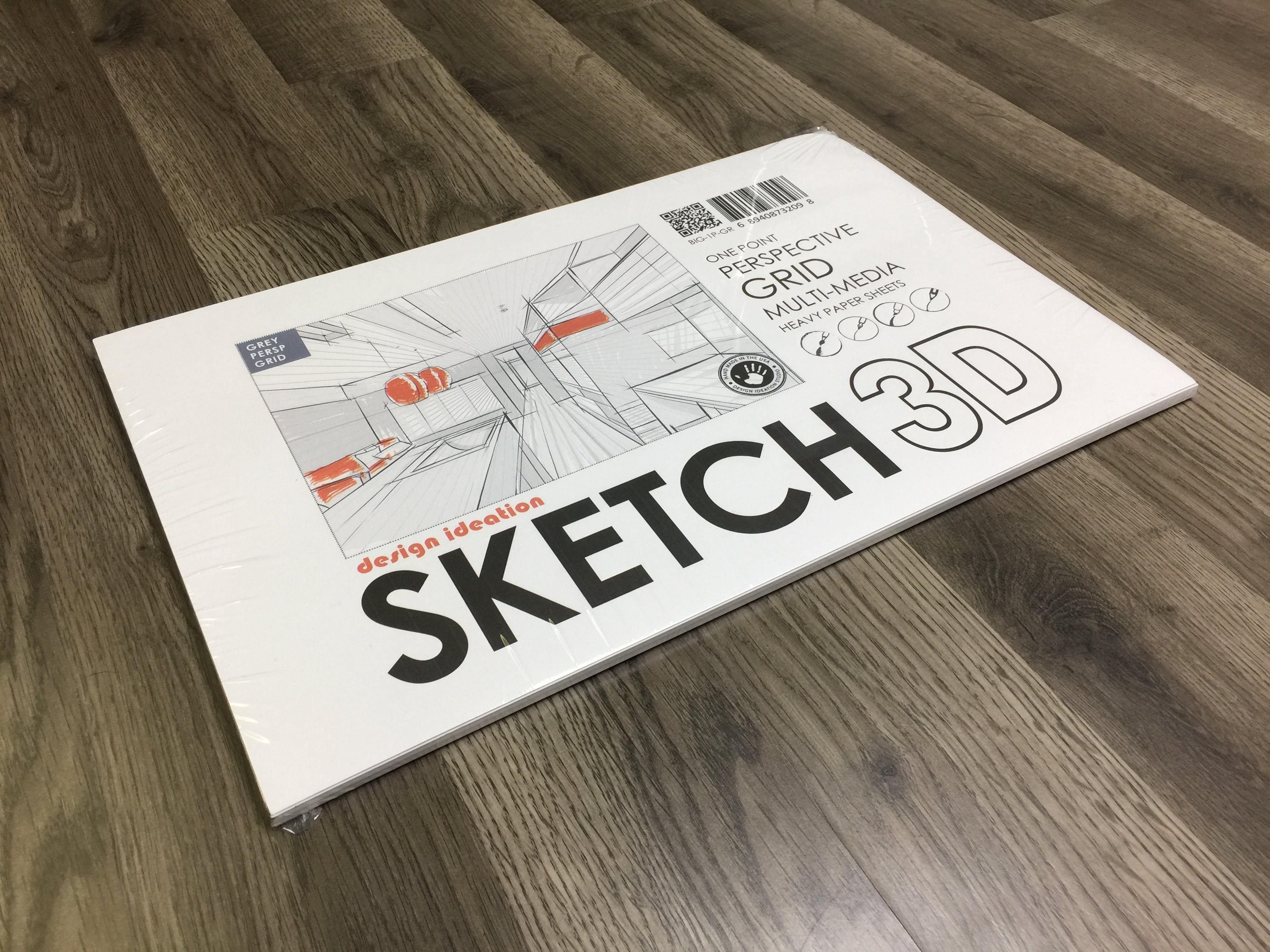 Perspective Grid Pad. Removable Sheets. Mixed Media Paper. Reinforced Lay Flat Binding. 1 Point. Grey. (11" x 17") PAD-2550-TS-H (5 Pads)