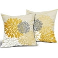 thumbnail image 2 of Grey Yellow Dahlia Pillow Cover 18X18 Inch Geometric Floral Elegant Line Spring Flower Pillow Case Farmhouse Outdoor Decor for Home Bedroom Living Room Linen Square Cushion Covers, Set of 2, 2 of 6