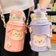 thumbnail image 4 of Botella de agua Kawaii para niñas, lindas botellas de agua con pajita, botella de agua portátil a prueba de fugas con oso Kawaii con correa y funda ajustables, para la escuela, 4 of 5