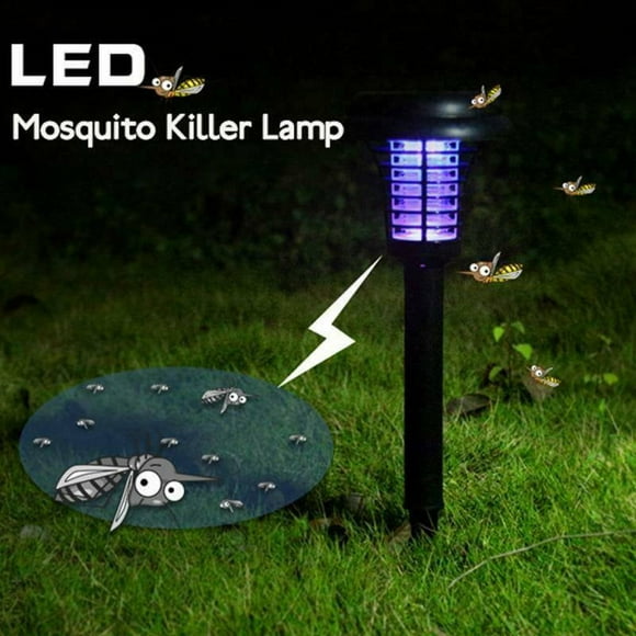 Solar Powered Light, Mosquito and Insect Bug Zapper Killer-LED/UV Radiation Outdoor Stake Landscape Decoration Fixture for Gardens, Pathways, and Patios 4 PKS