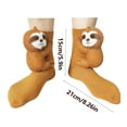 thumbnail image 6 of Animal Socks, 3D Knit Sloth Socks for Women, Cute Plush Animals Fuzzy Hugging Design Sock, Warm Cozy Christmas Gifts (Sloth - Yellow, 3 Pair), 6 of 6