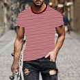 thumbnail image 2 of ZCFZJW Mens Striped T-Shirts Casual Summer Short Sleeve Round Neck Graphic Tees Shirt Trendy Workout Basic Daily Vacation Tshirt Tops Hot Pink XXL, 2 of 5