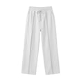thumbnail image 4 of Mens Elastic Waist Pants Solid Color Linen Blend with Drawstring Pockets, Casual Straight Leg Trousers for Outdoor Daily, 4 of 9