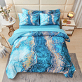thumbnail image 2 of ZXJMHJ Full Size Teal Comforter Set,6 Pcs Gradient Watercolor Marble Pattern Bedding Set, Retro Artwork Style Aesthetic Bed Set for Adult, 2 of 9