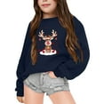 thumbnail image 1 of Aocisk Chandail à Capuchon à Col Rond pour Filles Imprimé de Noël Hiver Chaud Manches Longues Confortable Marine 8-9 Ans, 1 of 4