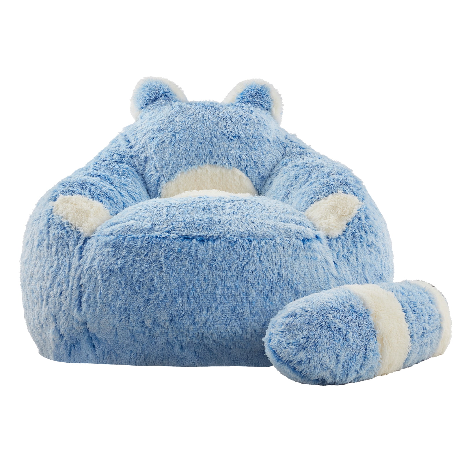 Ebenchico 3.7ft Raccoon Shaped Bean Bag Chair for Adults Teens Kids, Large Beanbag Chairs for Reading Gaming Relaxing, Blue