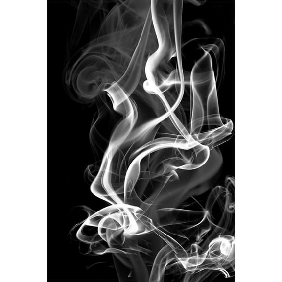 Giant Art 72x48 Black Smoke Abstract Fine Art Giant Canvas Print in White