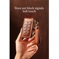thumbnail image 3 of Key Fob Cover Compatible with Genesis G70 G80 G90 2017-2022 4 Button Keychain Case Holder Protector,4 Button-brown, 3 of 6