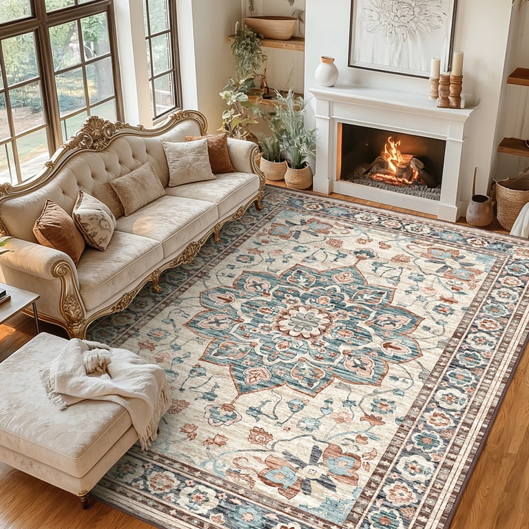 Gianna 9x12 FT Large Polyester Area Rug for Living Room, Machine