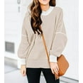 thumbnail image 3 of SOMER Oversized Sweater for Women Long Sleeve Batwing Colorblock Striped Casual Loose Pullover Fall 2025, 3 of 6