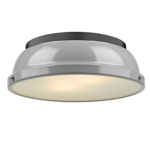 2 Light Flush Mount in Classic Style 4.25 inches High By 14 inches Wide-Matte Black Finish-Gray Shade Color Bailey Street Home 170-Bel-4159396