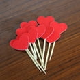 thumbnail image 4 of 30pcs Heart Shape Cake Toppers Insert Cards with Toothpick Cupcake Decorations \- Frosted Red, 4 of 10